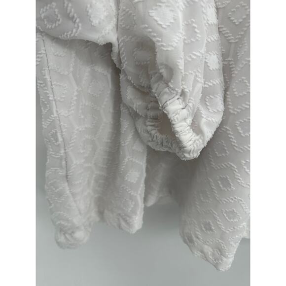 Melissa McCarthy Seven 7 Top Women 1X White V-Neck Argyle Textured Blouse - Picture 4 of 8